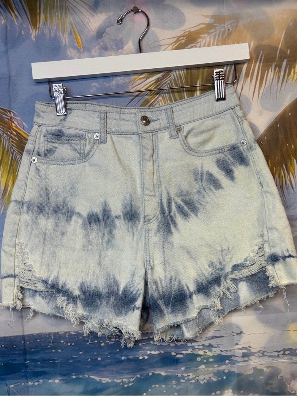 American Eagle tue die Distressed Denim Shorts - Blue